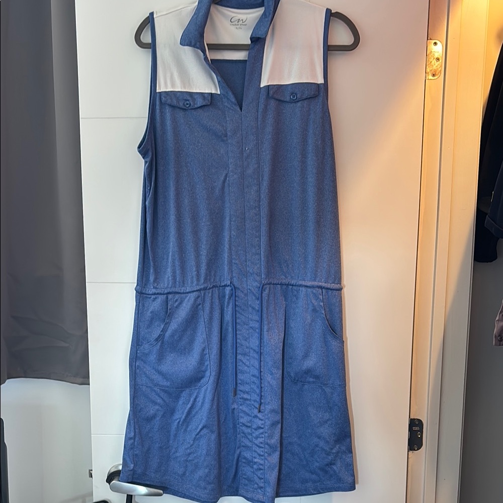 Blue and White Sleeveless Dress